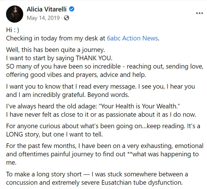Alicia Vitarelli illness